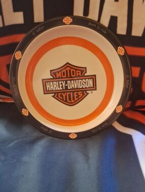 Harley-Davidson Black & Orange Logo Plastic Childs Bowl